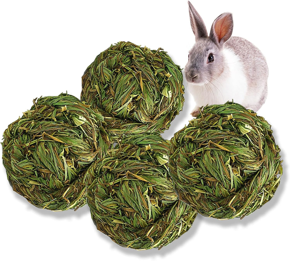 PINVNBY Hay Balls for Rabbits,4 PCS 100% Natural Timothy Hay Bunny
