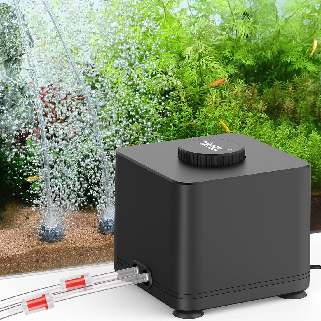 hygger Aquarium Air Pump, Quiet Adjustable Fish Tank Air Pump