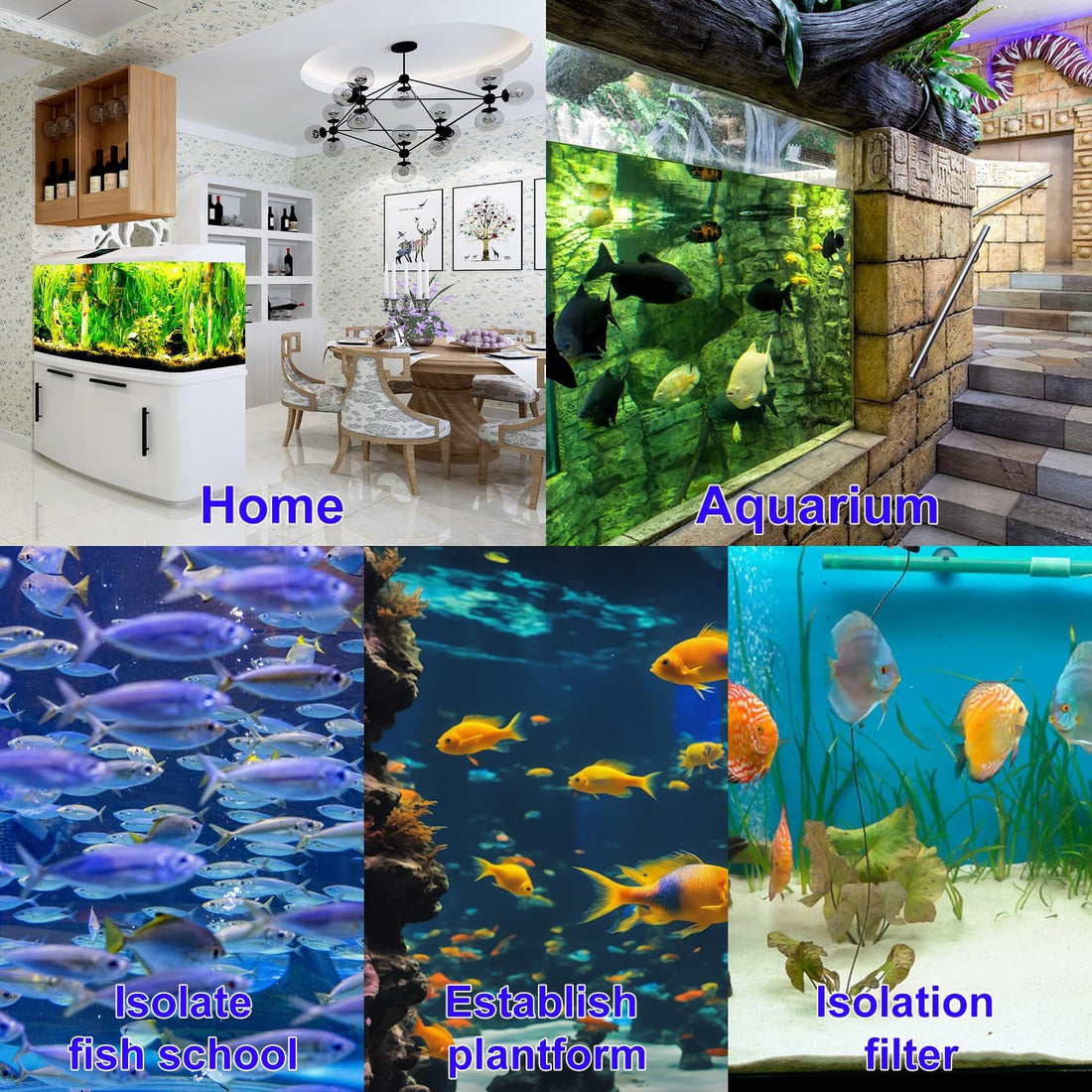 24 PCS Black Aquarium Fish Tank Divider, 11.8 x 11.8 Inch