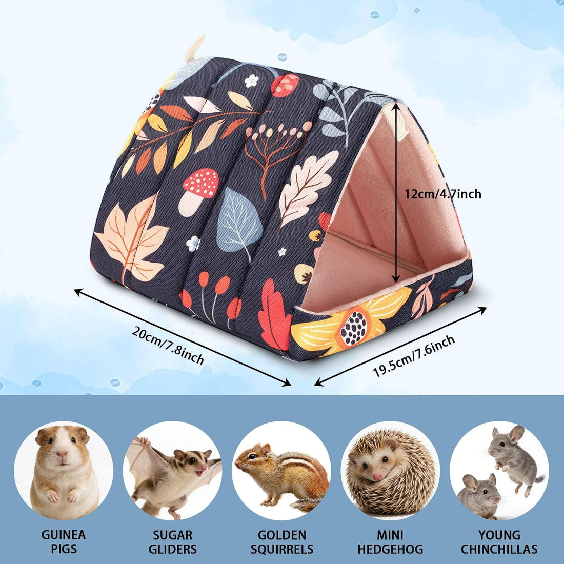 2 Pcs 2 Styles Guinea Pig Hideout Washable Tunnel Bed,7.9 Inch