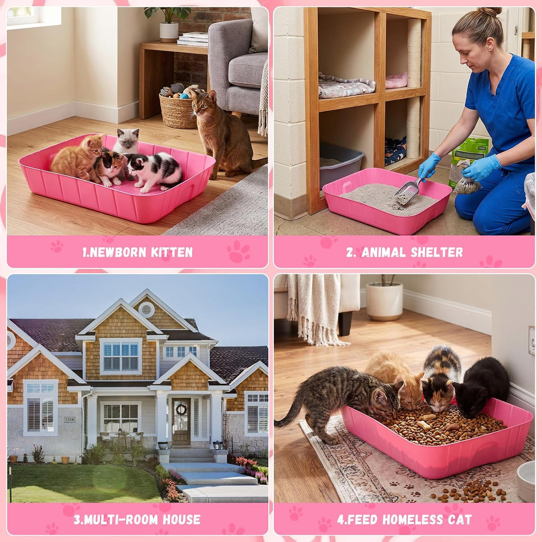 Bokon 50 Pieces Disposable Litter Box for Cats Large