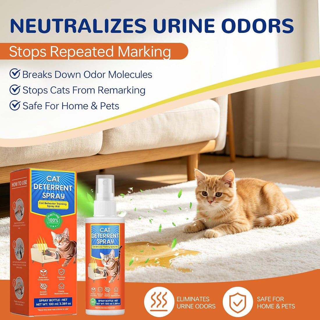 2 Pack Natural Plant Scent Cat Behavior Training Aid Spray
