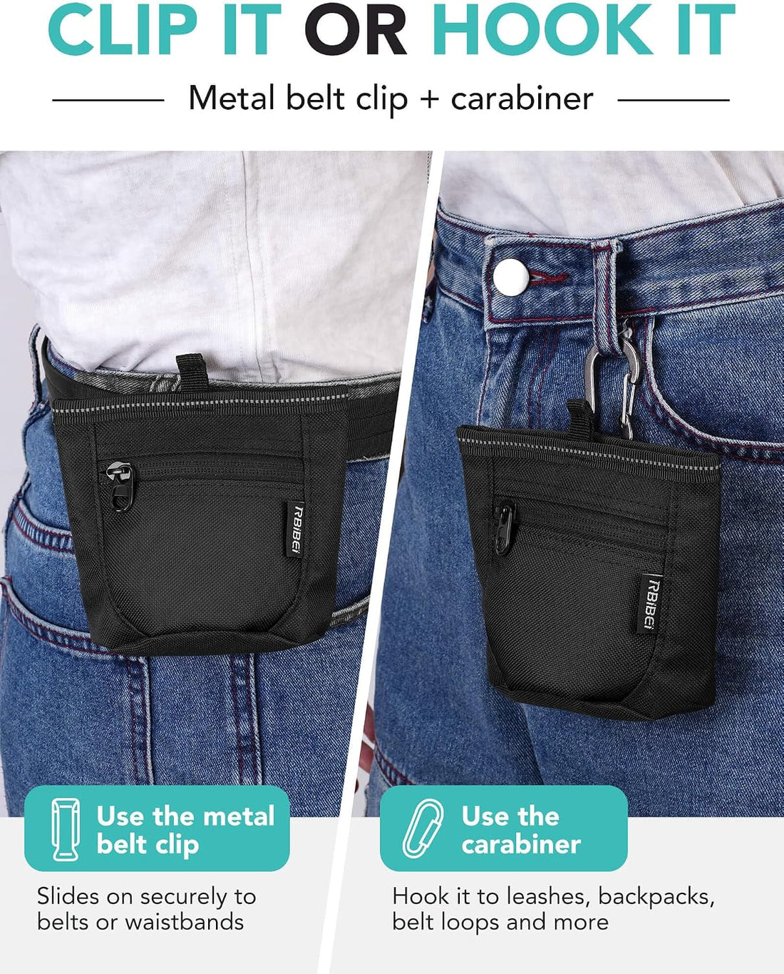 1¼-Cup Magnetic Closures Dog Training Treat Pouch with Clip