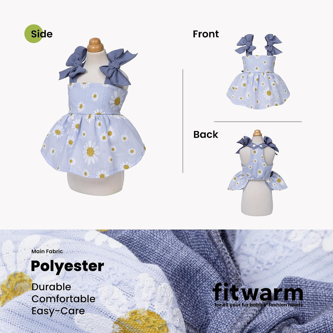 Fitwarm Daisy Dog Dress, Elegant Summer Clothes for Small Dogs Girl