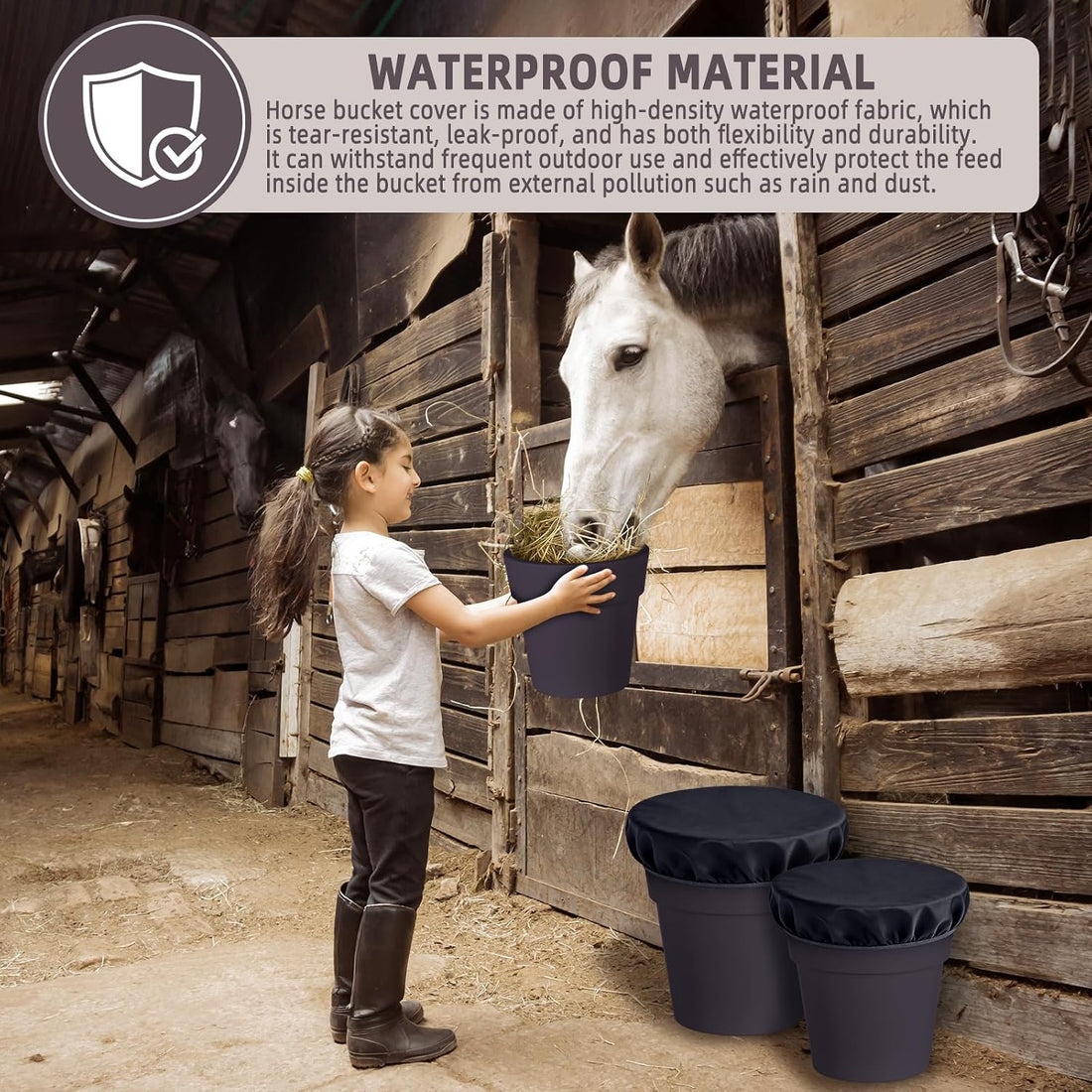 2-5 Gallon Horse Bucket Cover, Waterproof Horse Feed Bucket Cover