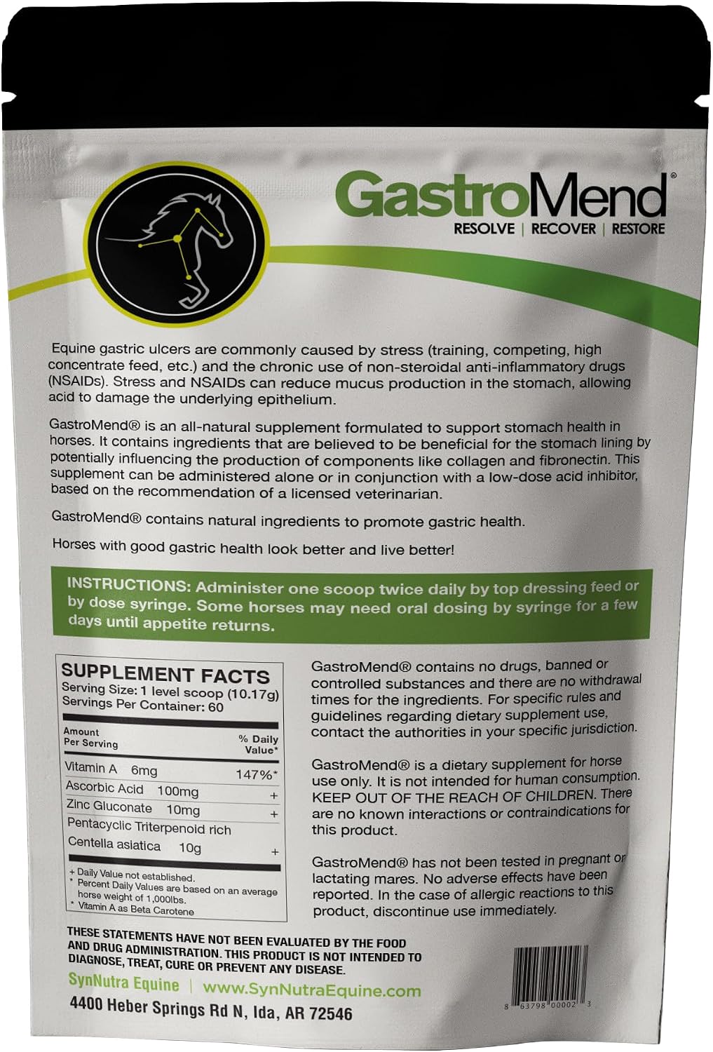 GastroMend® Digestive Support for Horses, 60 Doses