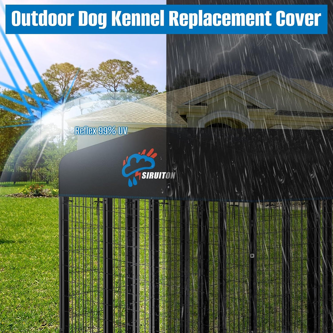 SIRUITON 8x4FT Outdoor Dog Kennel Replacement Cover,Heavy Duty 600D