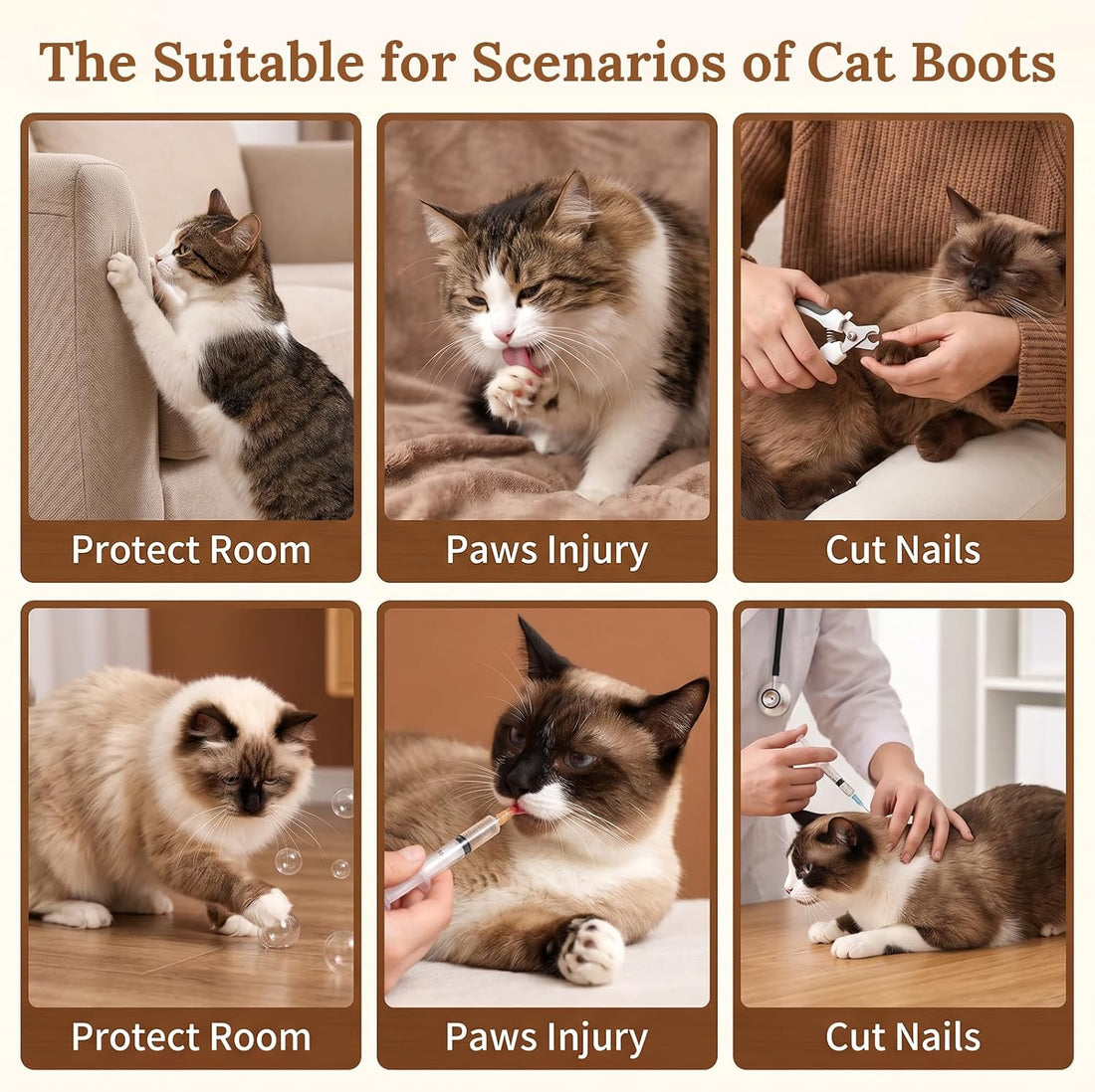 4 Pcs Cat Booties Anti Scratch Mittens Gloves Mesh Cat Claw Covers