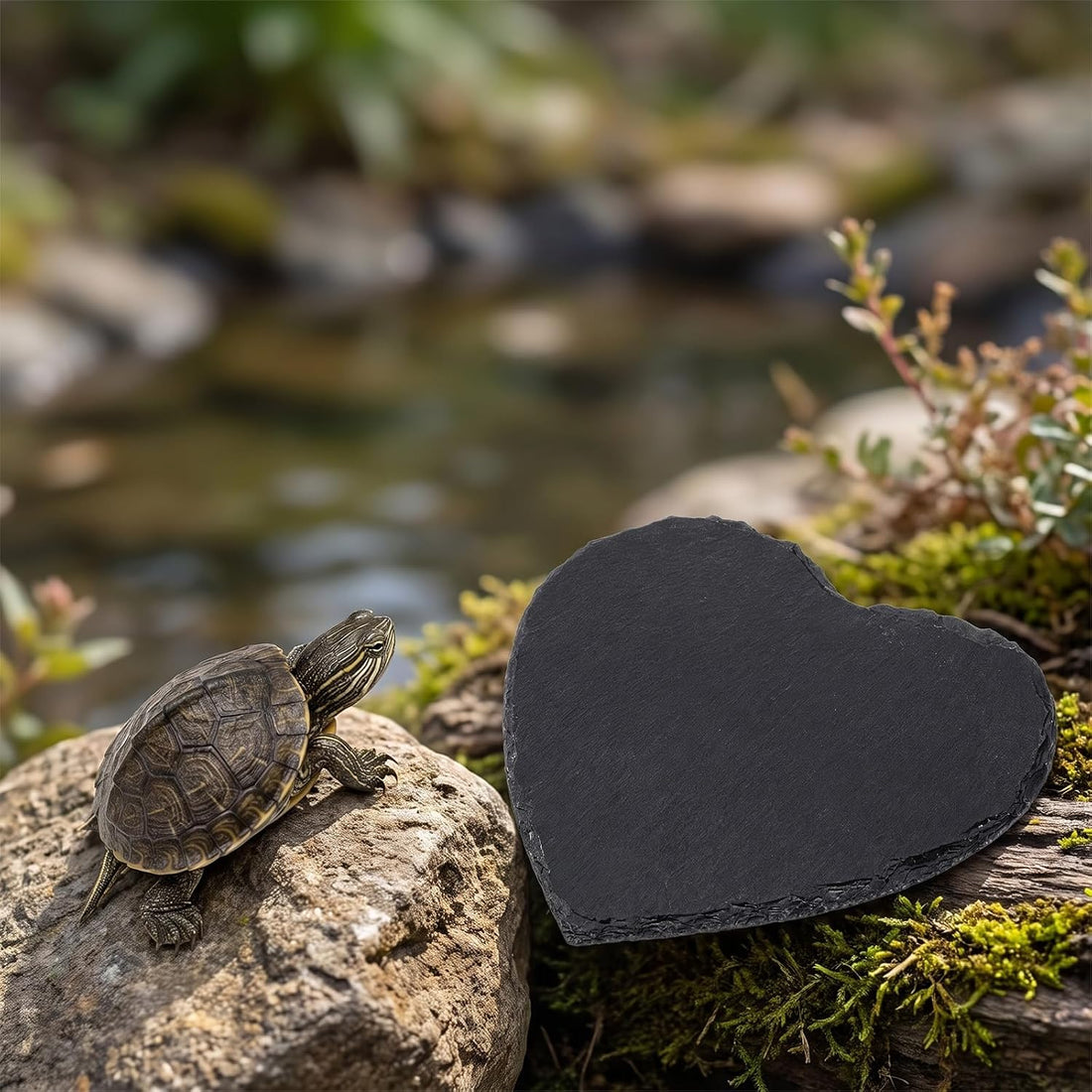 Basking Rock Slate Rocks for Reptiles Basking Platform 5.9 × 5.9 Inch