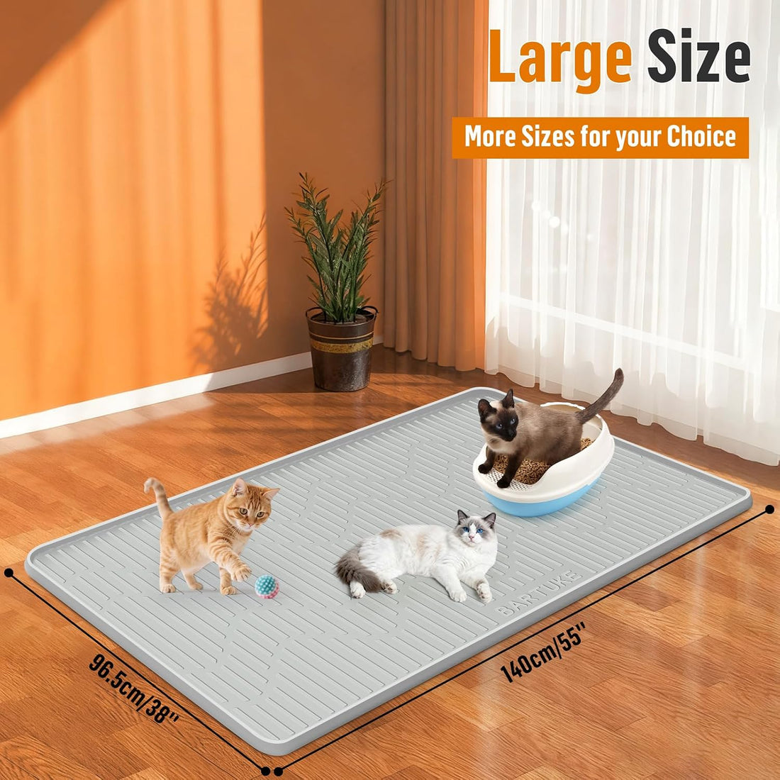 Silicone Cat Litter Box Mat 55"x 38" Extra Large Cat Rubber Mat