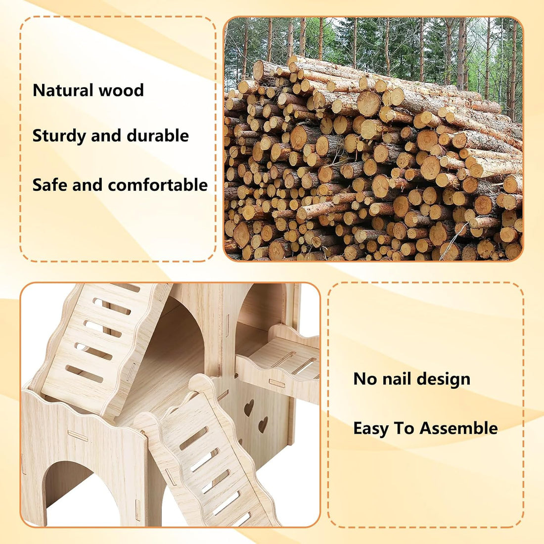 BNOSDM Large Wooden Hamster Hideout Playground with Climbing Ladders