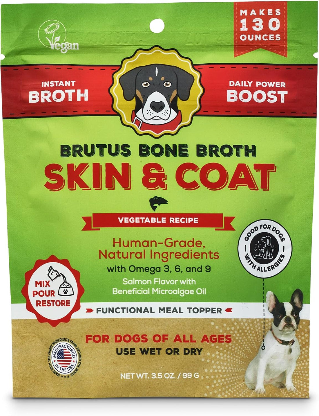 Brutus Broth Dog Food Topper - Instant Bone Broth Powder for Dogs