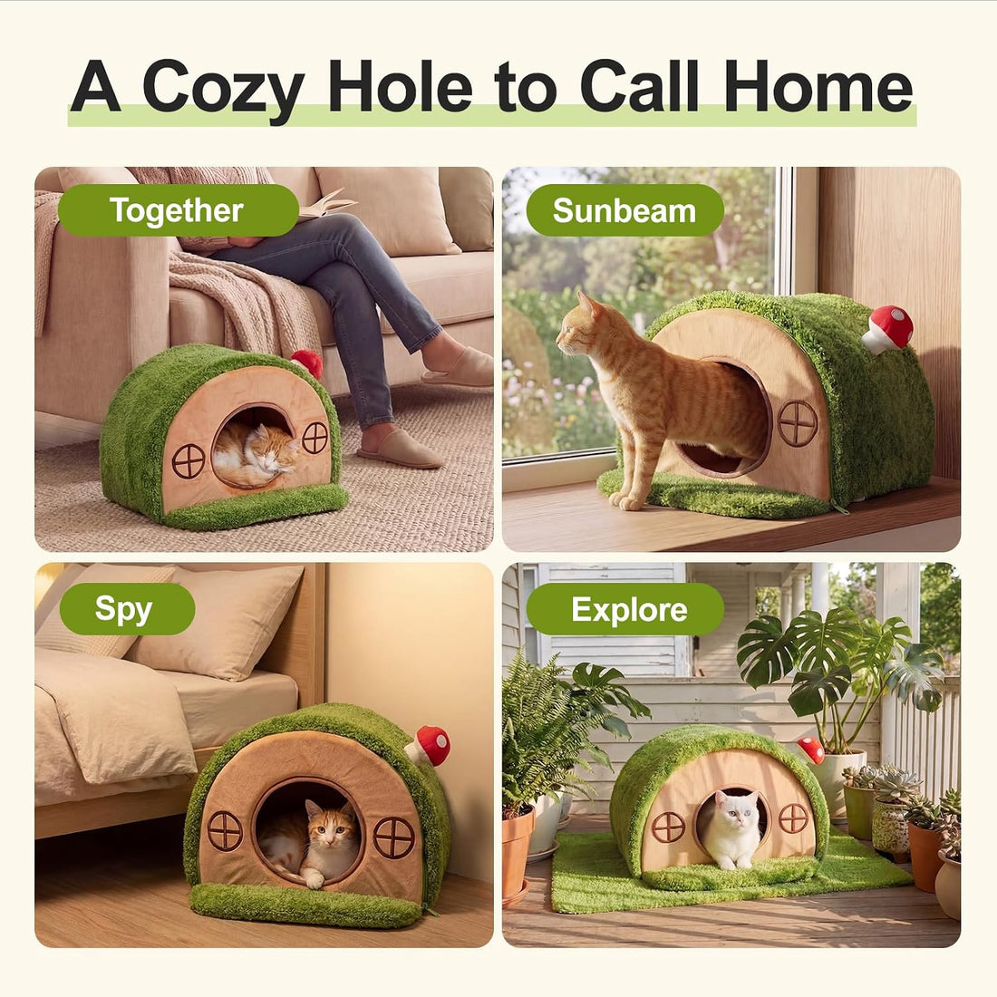 Mellownido Cat House for Indoor Cats - Cute Cat Bed Cave