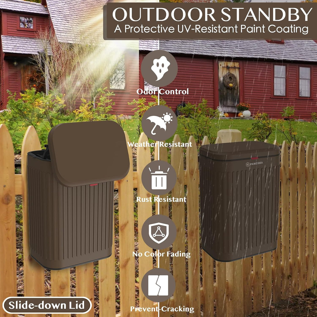 PAWZIDEA Wall Mount Dog Poop Trash Can Outside Odor Control
