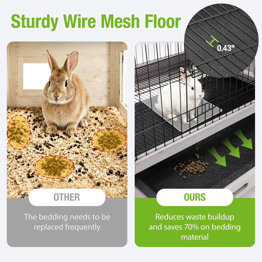 Aivituvin Rabbit Cage Indoor for 1-2 Bunnies