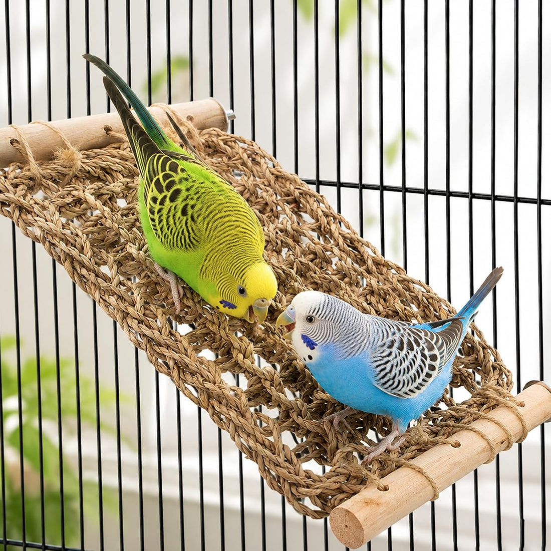 Bird Cage Accessories Seagrass Mat Climbing Ladder with Perch 13x7