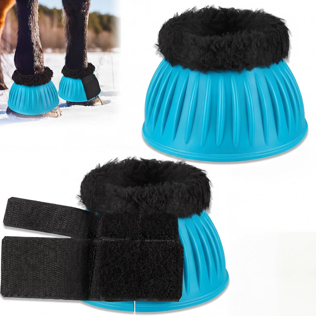 Abbylike 1 Pair Fleece Bell Boots for Horses