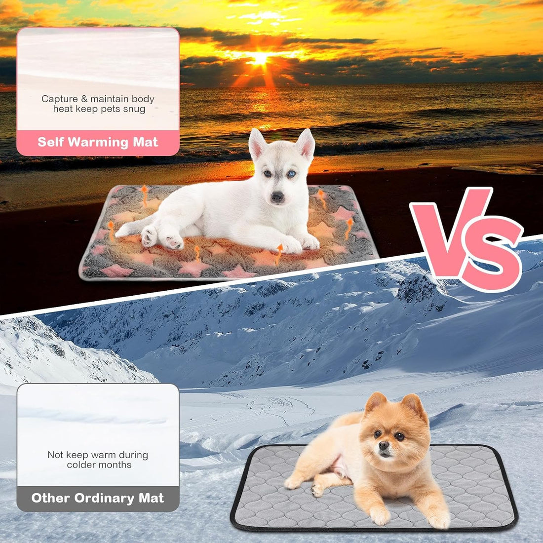 4 Pack Self Heating Cat Pad Self Warming Dog Mat, Star, 16 x 20 Inch