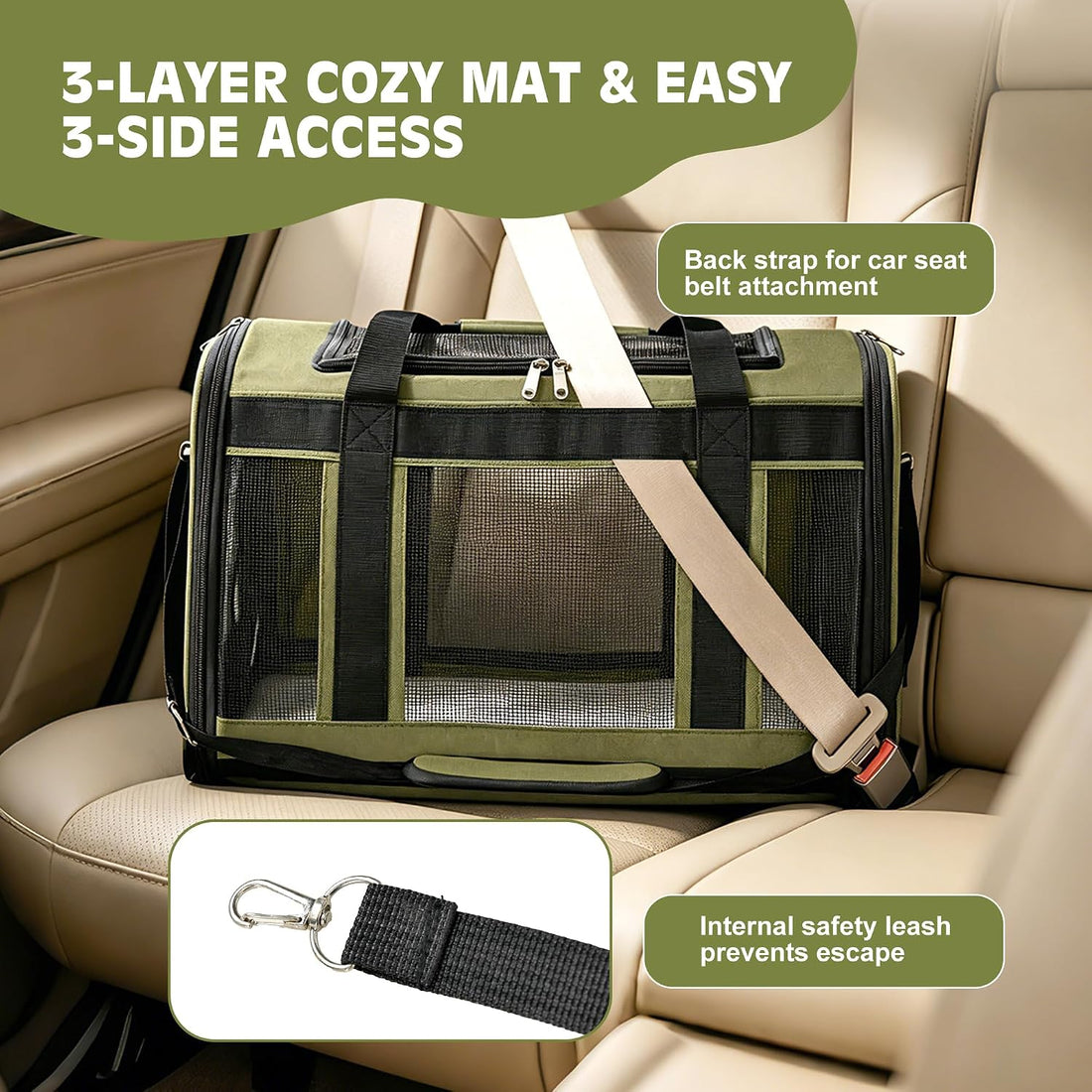Extra-Large Cat Carrier, Soft-Sided Collapsible Pet Carrier up to 22