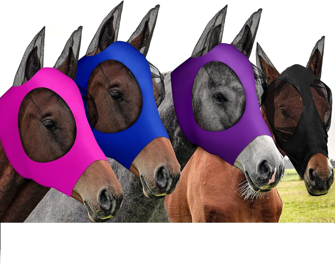 Frienda 4 Pcs Horse Fly Mask with Ear