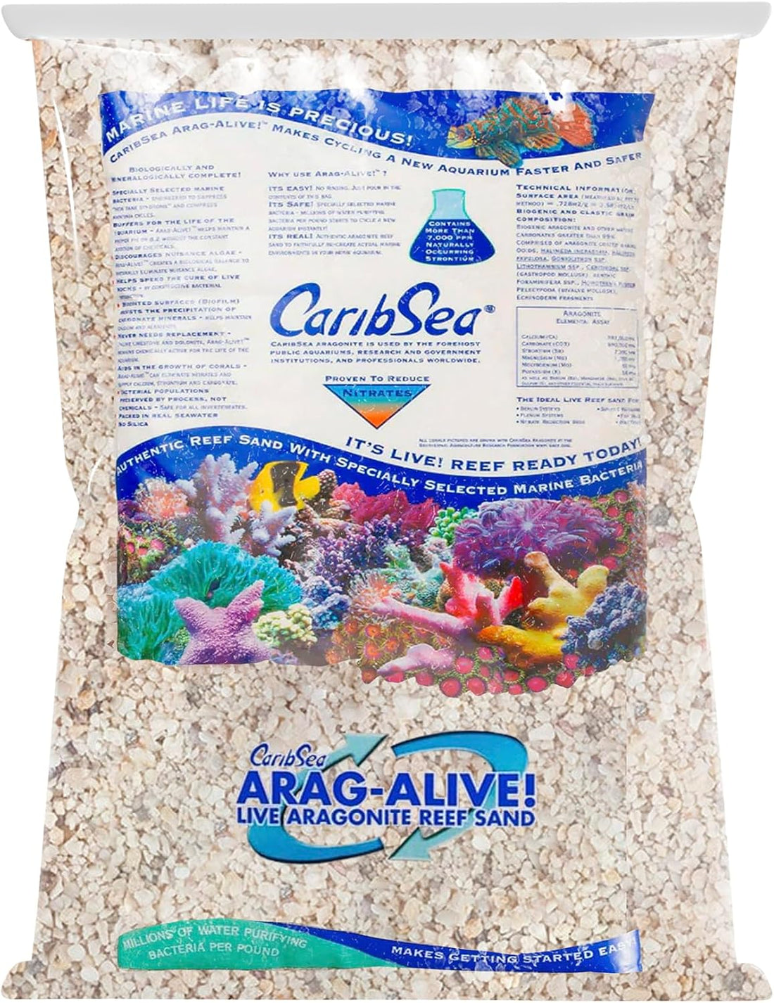Carib Sea Arag-Alive Substrate Special Grade Reef Sand, 10 lb.
