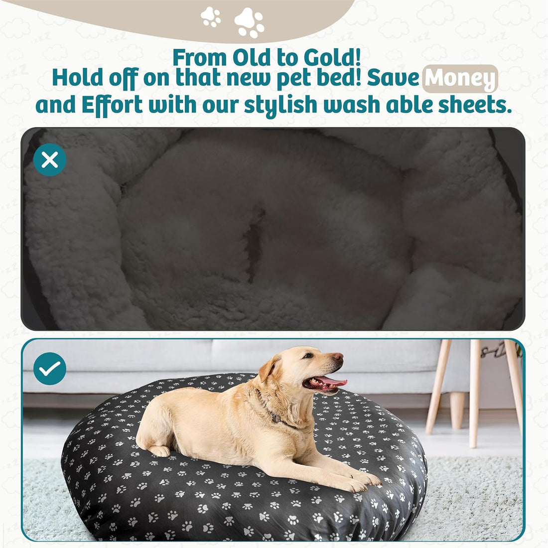 Round Dog Bed Covers Replacement Washable, Dog Bed Washable Cover
