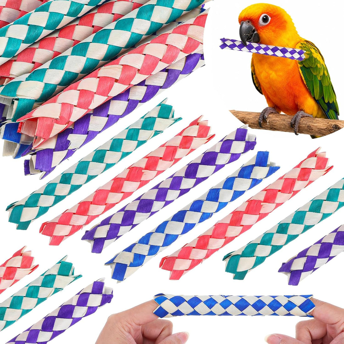 12 Pcs Chinese Finger Traps, Bamboo Finger Traps Pet Bird Chew