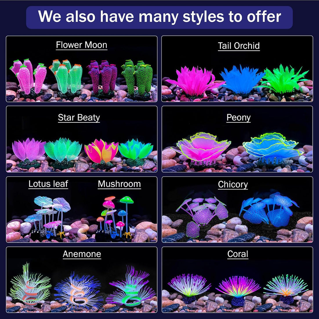 Soft Silicone Glow-in-Dark Anemone with Natural Water Motion