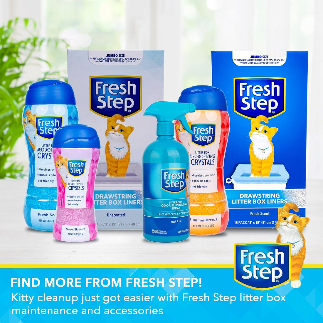 Fresh Step Drawstring Cat Litter Liners, Scented, 2.5 ft x 17 in, 7ct
