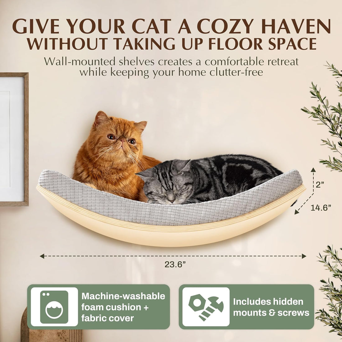 Extra Large 23.6”x12.6” CALLICO HAVEN- Stylish Cat Wall Shelves