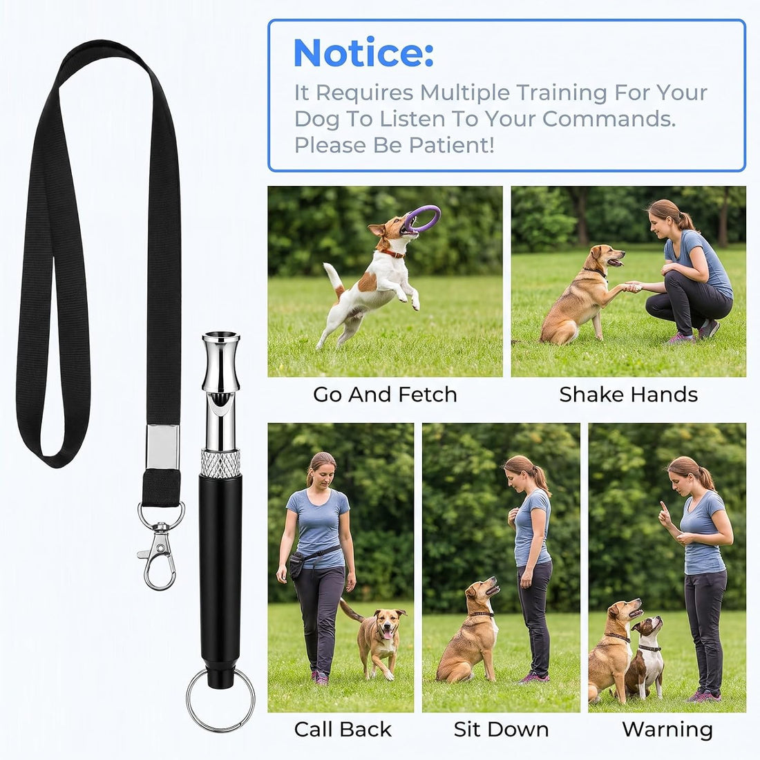 2PCS Dog Whistle to Stop Barking, Dog Training Whistles with Lanyard