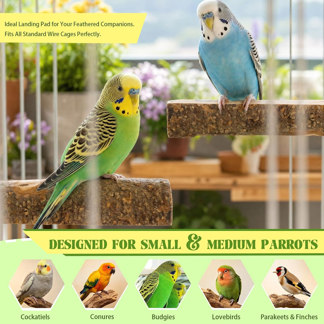 2PCS Large Flat Bird Perch Platform for Cage (6" x 3.15")
