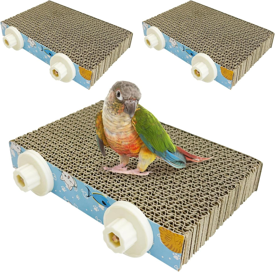 3 PCS Bird Cardboard Platform Hanging Parrot Cage Perch Bird Paw