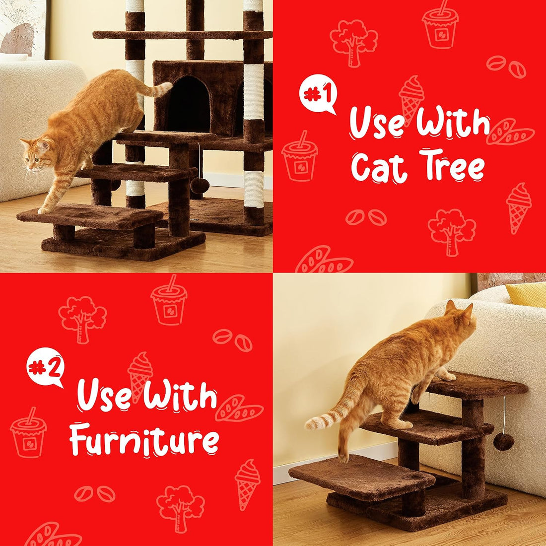 Furcato 15''H Multi-Step Pet Stairs for High Beds & Sofas