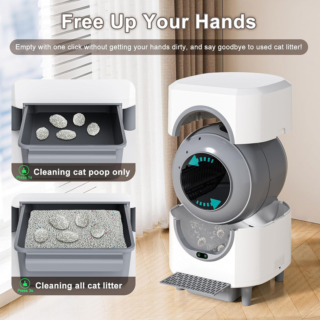 Automatic Litter Box, Self Cleaning Litter Box, Odor Control