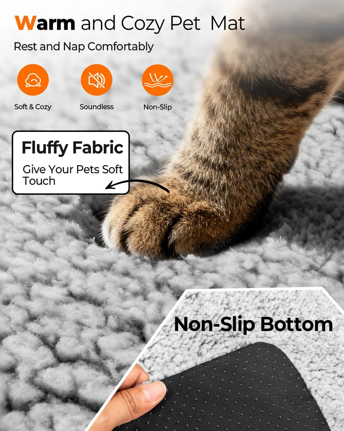 Self Warming Cat Bed, Warm Thermal Dog Pad Self Heating Pet Mat 15 X