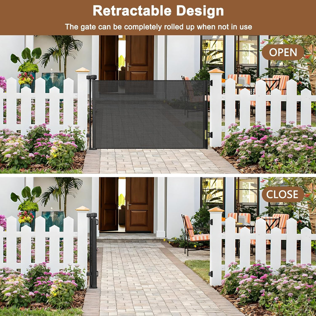 Weatherproof Outdoor Retractable Gate for Dogs with No Rust Stainless