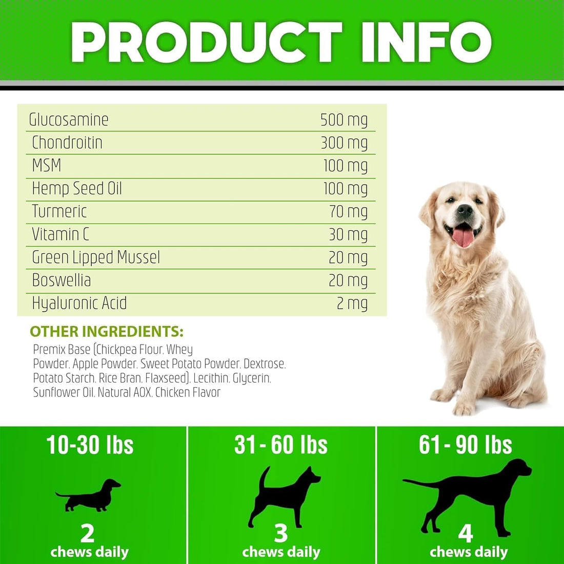Hemp Hip and Joint Supplement for Dogs - Glucosamine for Dogs