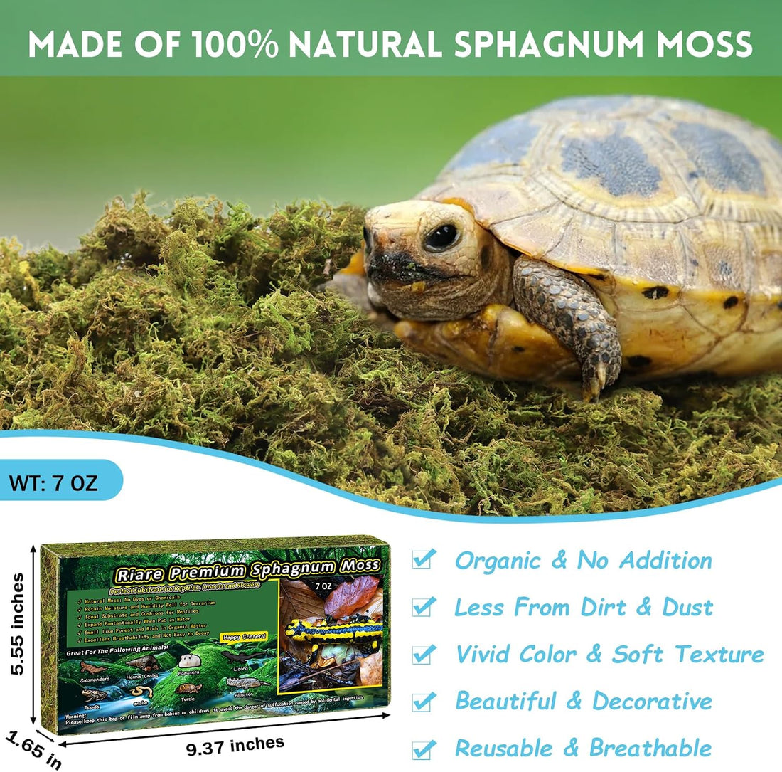 Riare 8 OZ Natural Sphagnum Moss for Reptiles
