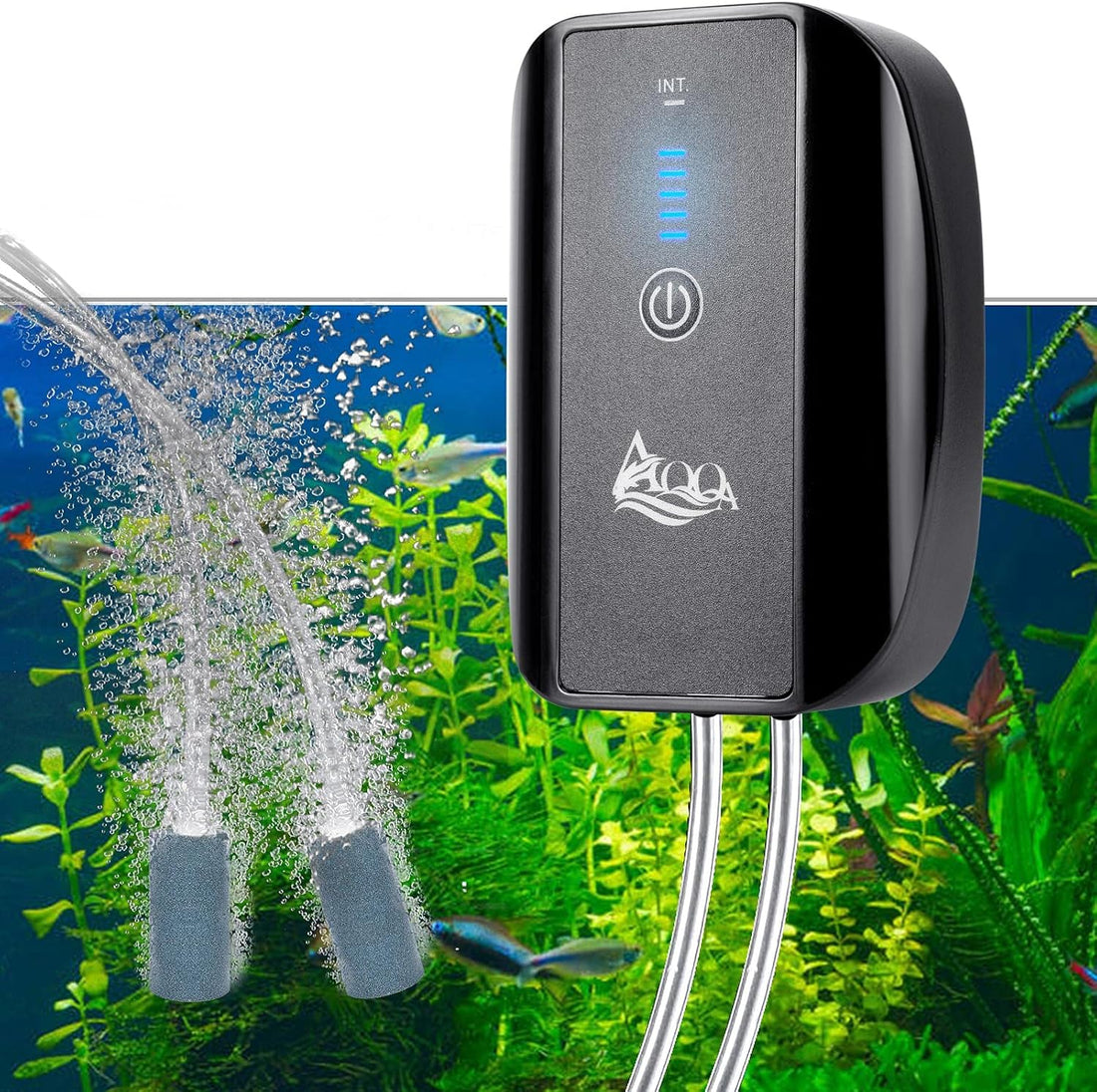AQQA Aquarium Air Pump Battery Powered USB Rechargeable Aerator