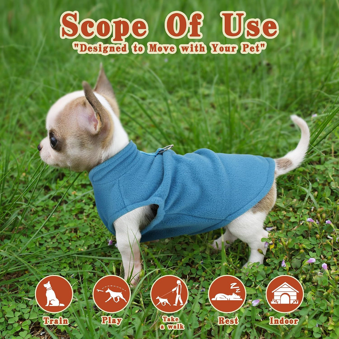 Sleeveless Vest Polyester Dog Jacket Tank Top Leash Ring Turquoise M