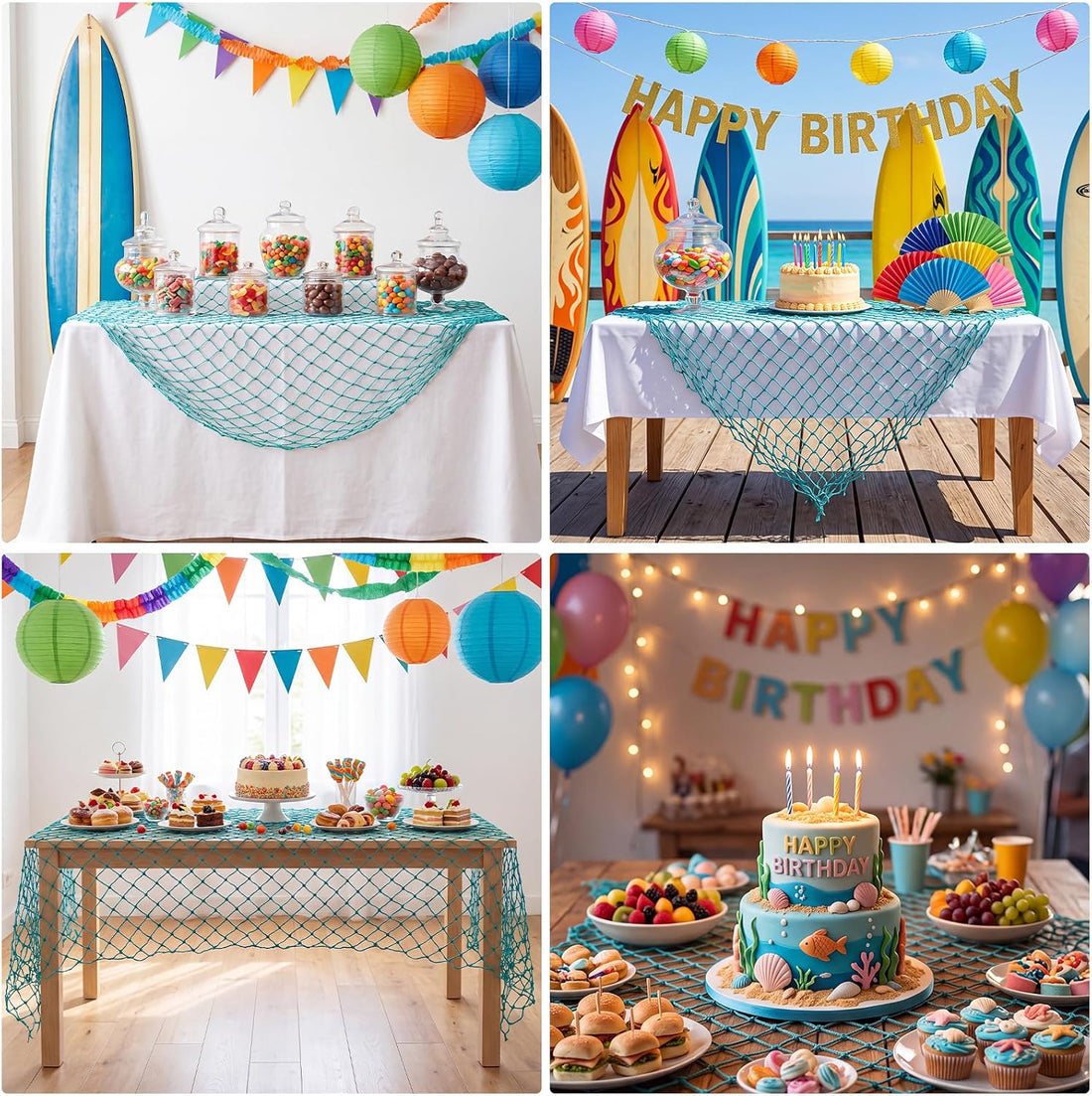Fish Net Decor for Party Decorations, Aqua Decorative Net