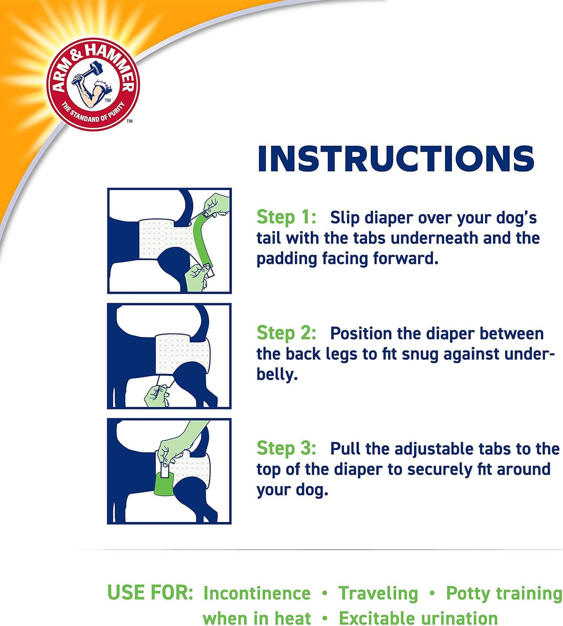 Arm & Hammer Disposable Female Dog Diapers, Medium, 12 Count