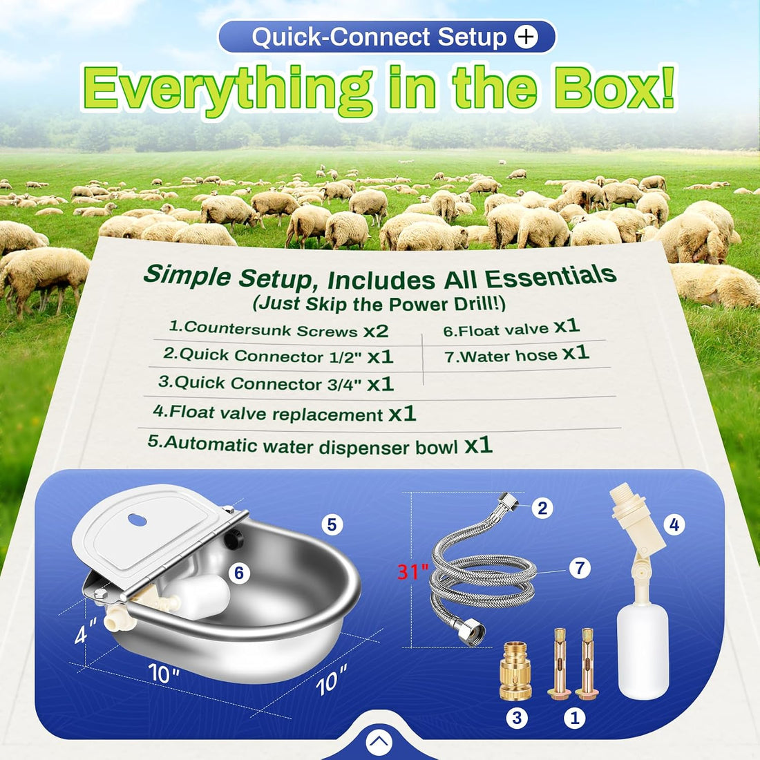 Ademon Automatic Animal Drinking Water Bowl with Float Valve