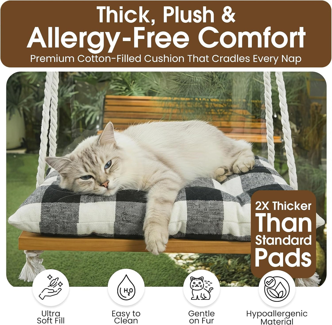 Cat Window Perch, Indoor Hammock Bed with Solid Pine Wood