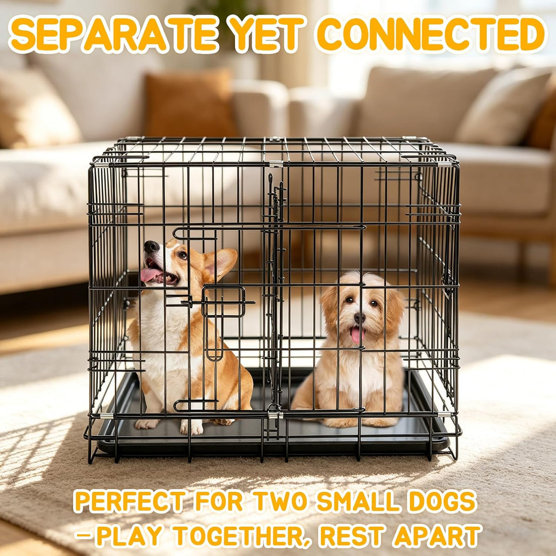 Dog Crate Divider Panel 2-Pack, 16.9" H Adjustable Wire Kennel