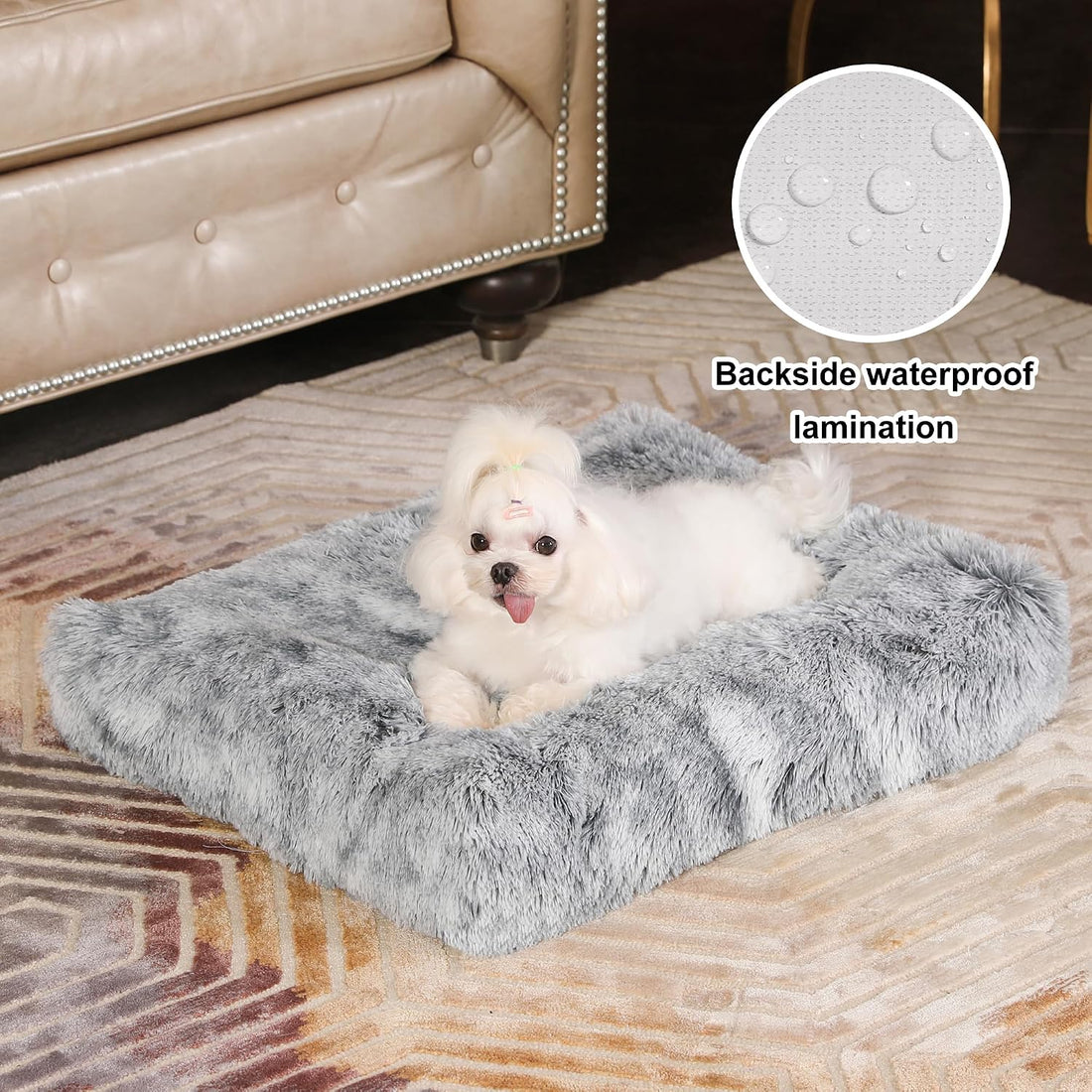 Bedfolks Waterproof Dog Crate Bed, Soft Kennel Mat, 23"x18"