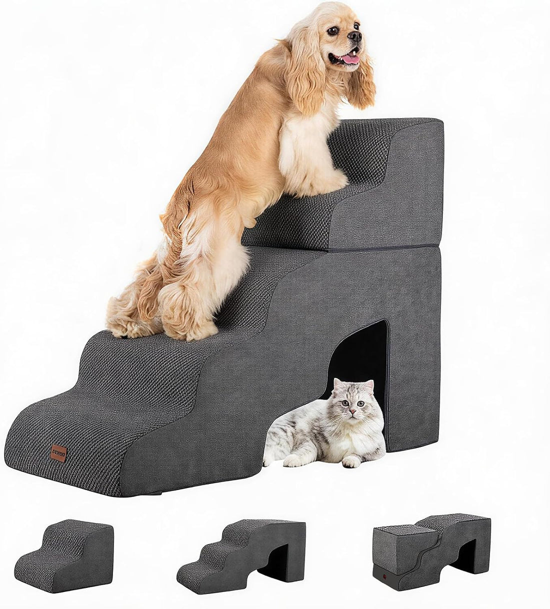 Garnpet Dog Stairs for Bed with Tunnel