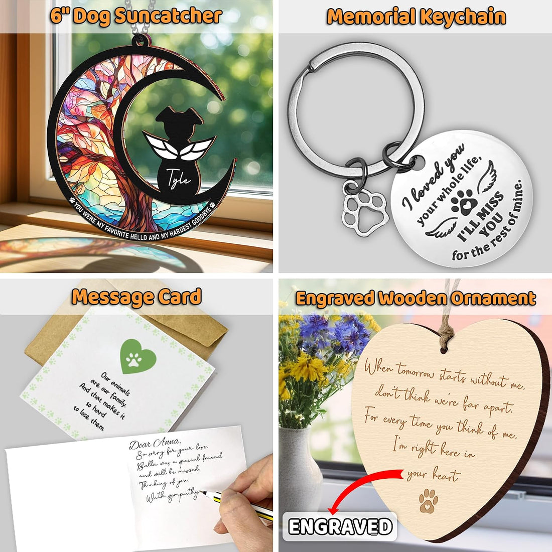 6" DIY Dog Memorial Suncatcher – 4-in-1 Pet Memorial Gifts for Dogs