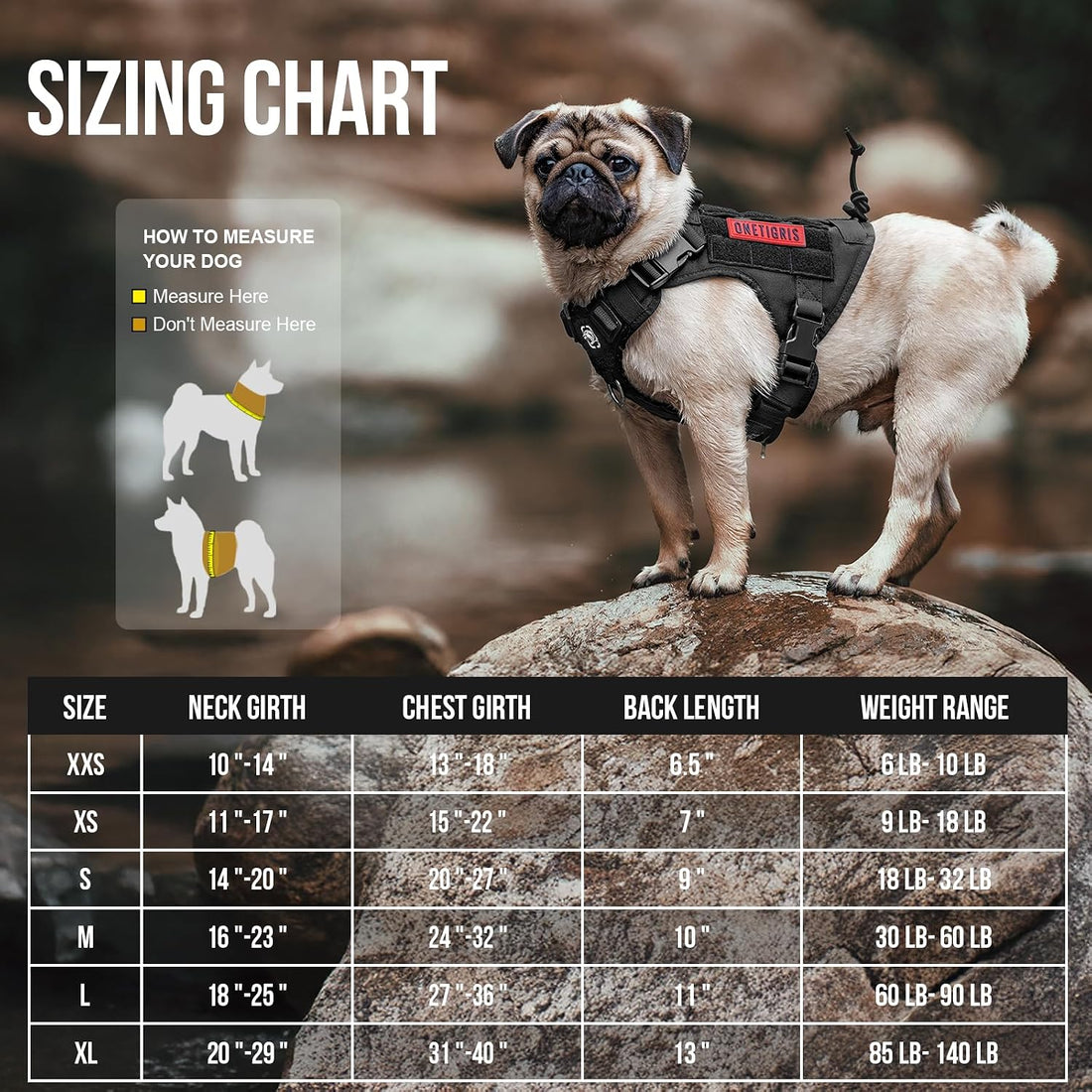 OneTigris Tactical Dog Harness with Handle for Small Medium Dogs